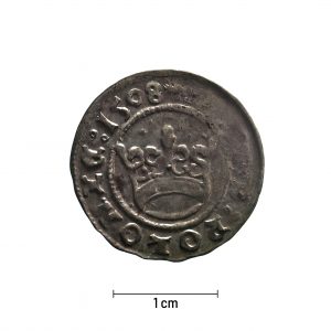 0049 zbiory numizmatyczne st. kadyiego; zygmunt i stary (1508); półgrosz koronny - rewers