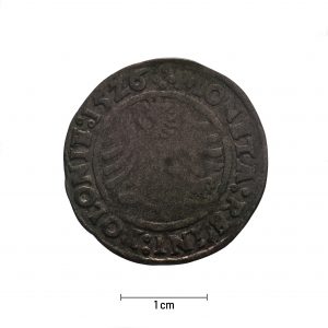 0053 zbiory numizmatyczne st. kadyiego; zygmunt i stary (1526); grosz koronny - rewers