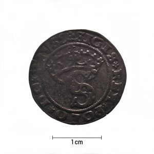 0070 zbiory numizmatyczne st. kadyiego; zygmunt i stary (1528); szeląg pruski- awers