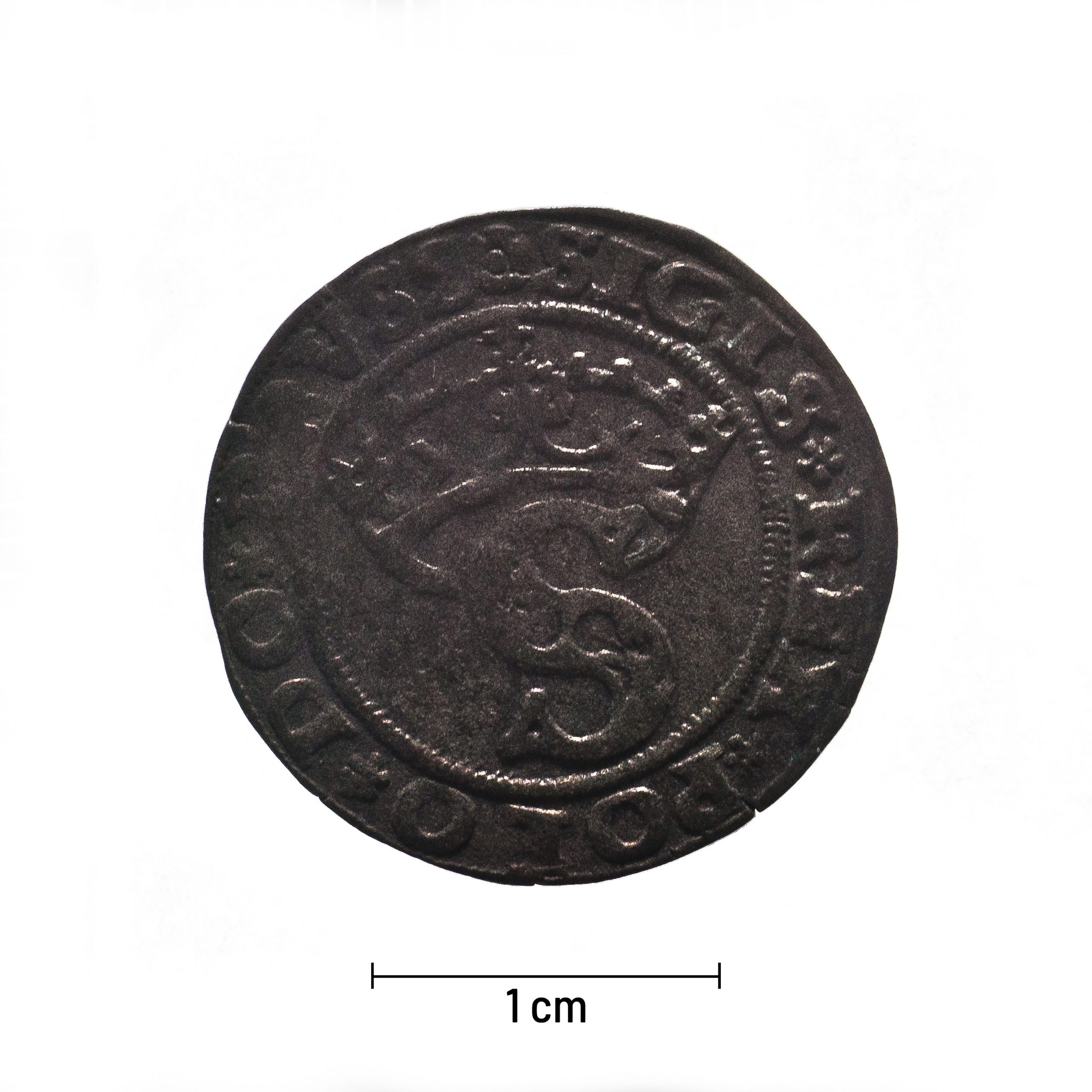 0070 zbiory numizmatyczne st. kadyiego; zygmunt i stary (1528); szeląg pruski- awers