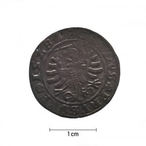 0070 zbiory numizmatyczne st. kadyiego; zygmunt i stary (1528); szeląg pruski- rewers