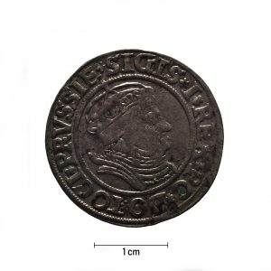 0083 zbiory numizmatyczne st. kadyiego; zygmunt i stary (1535); grosz pruski- awers