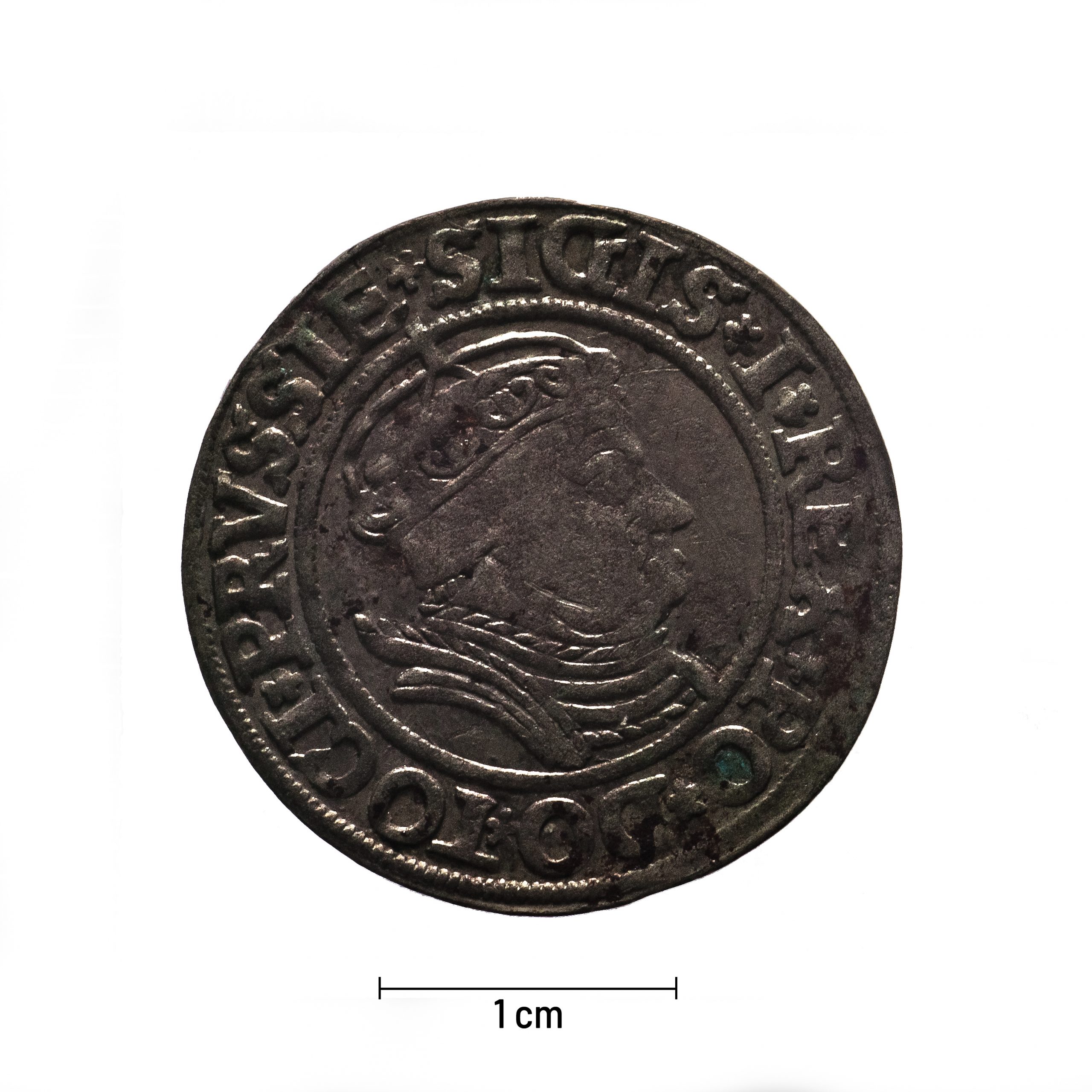 0083 zbiory numizmatyczne st. kadyiego; zygmunt i stary (1535); grosz pruski- awers