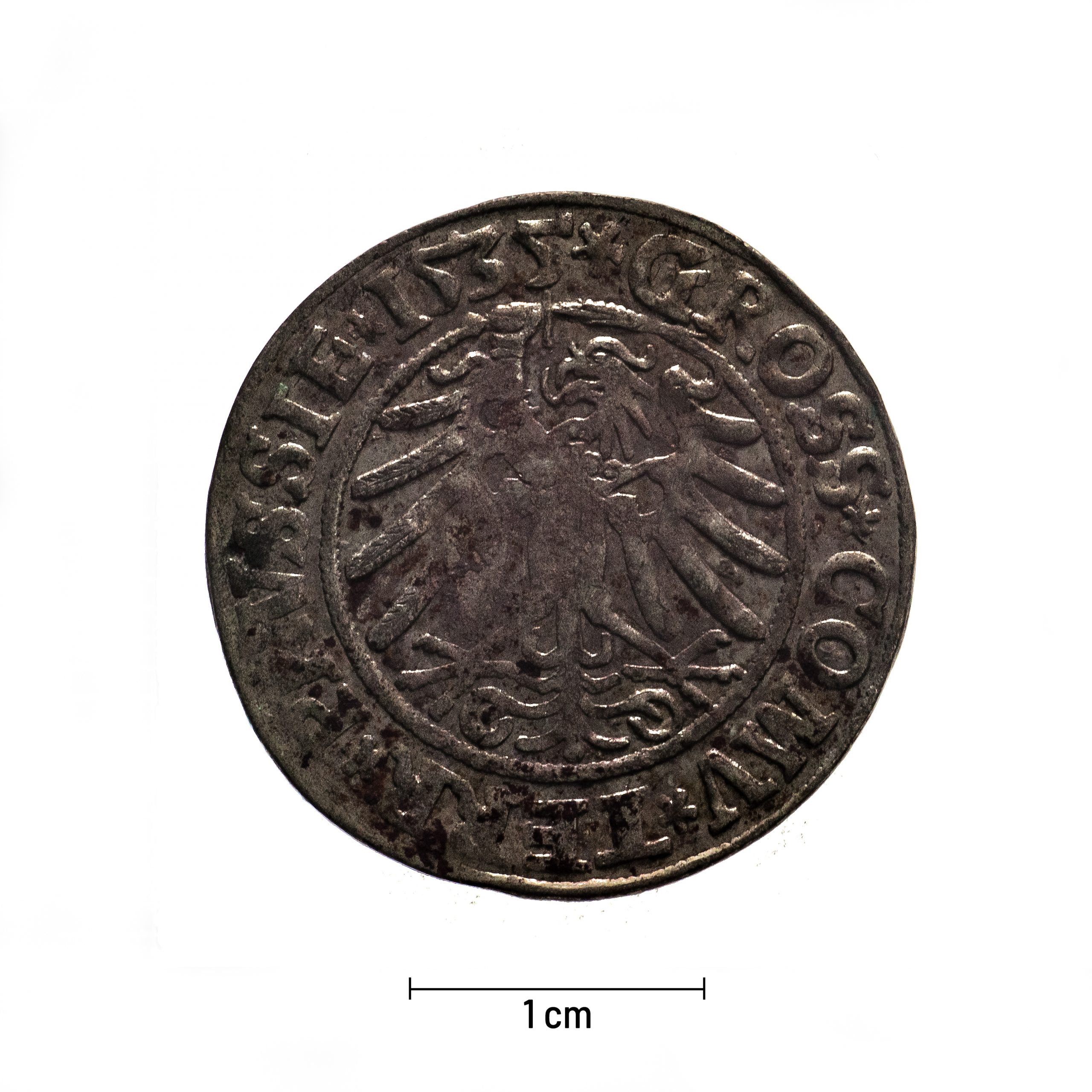 0083 zbiory numizmatyczne st. kadyiego; zygmunt i stary (1535); grosz pruski- rewers