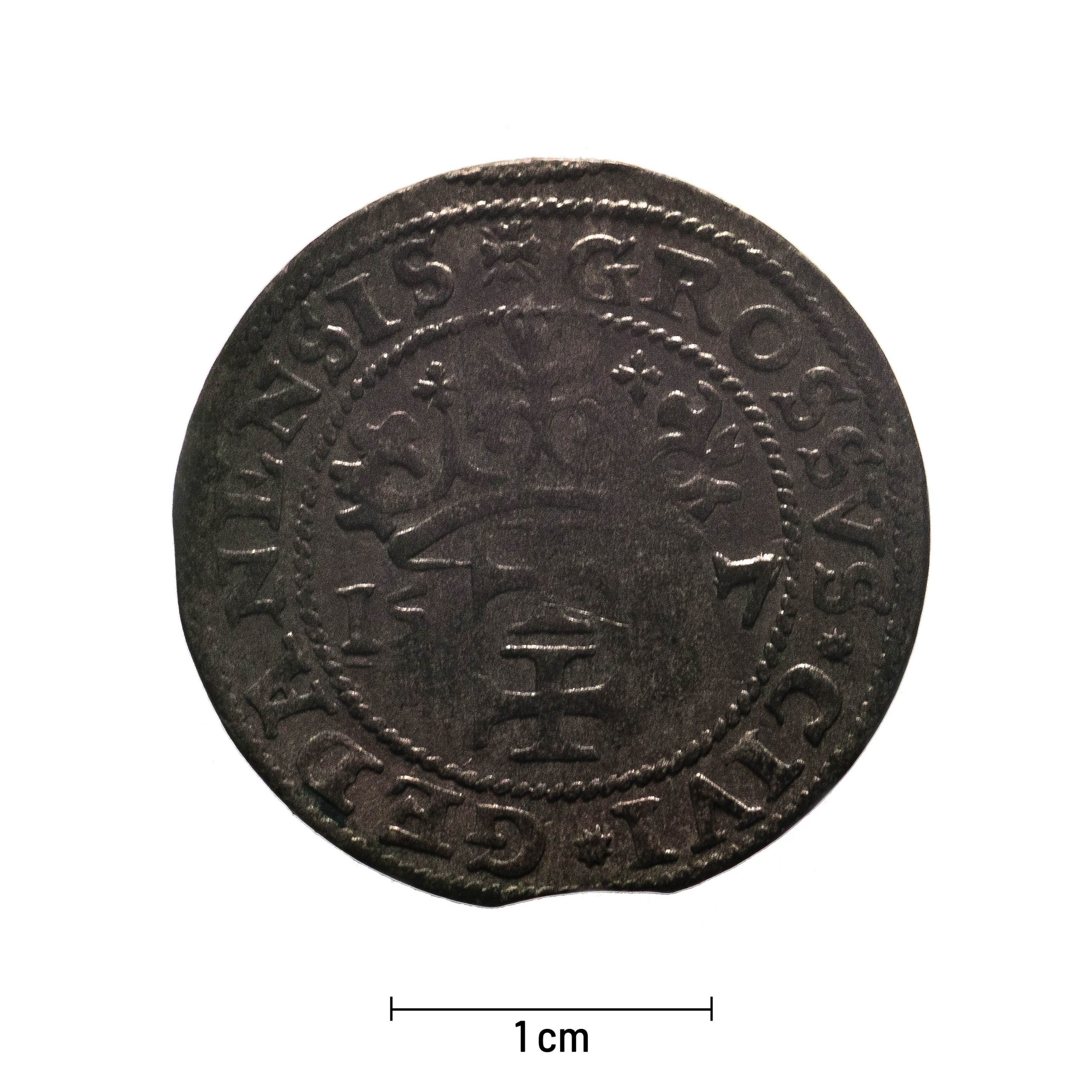 0174 zbiory numizmatyczne st. kadyiego; stefan batory (1577); grosz gdański – rewers