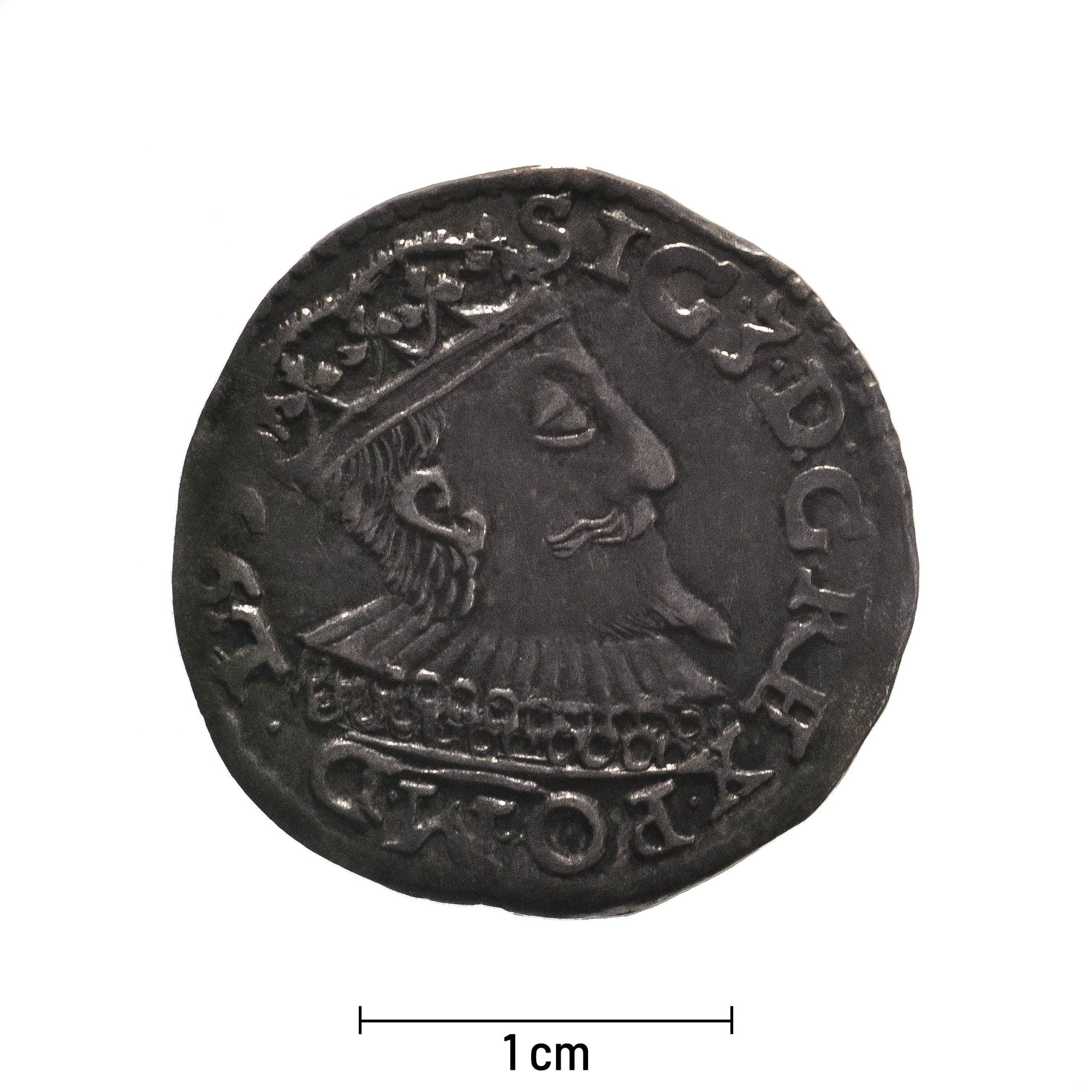0280 zbiory numizmatyczne st. kadyiego; zygmunt iii waza (1595); trojak koronny (2) – awers
