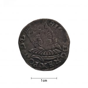 0317 zbiory numizmatyczne st. kadyiego; zygmunt iii waza (1599); trojak koronny (1) – awers