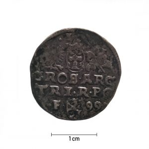 0317 zbiory numizmatyczne st. kadyiego; zygmunt iii waza (1599); trojak koronny (1) – rewers