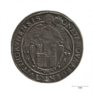 0468 zbiory numizmatyczne st. kadyiego; władysław iv  waza (1635); talar toruński – rewers