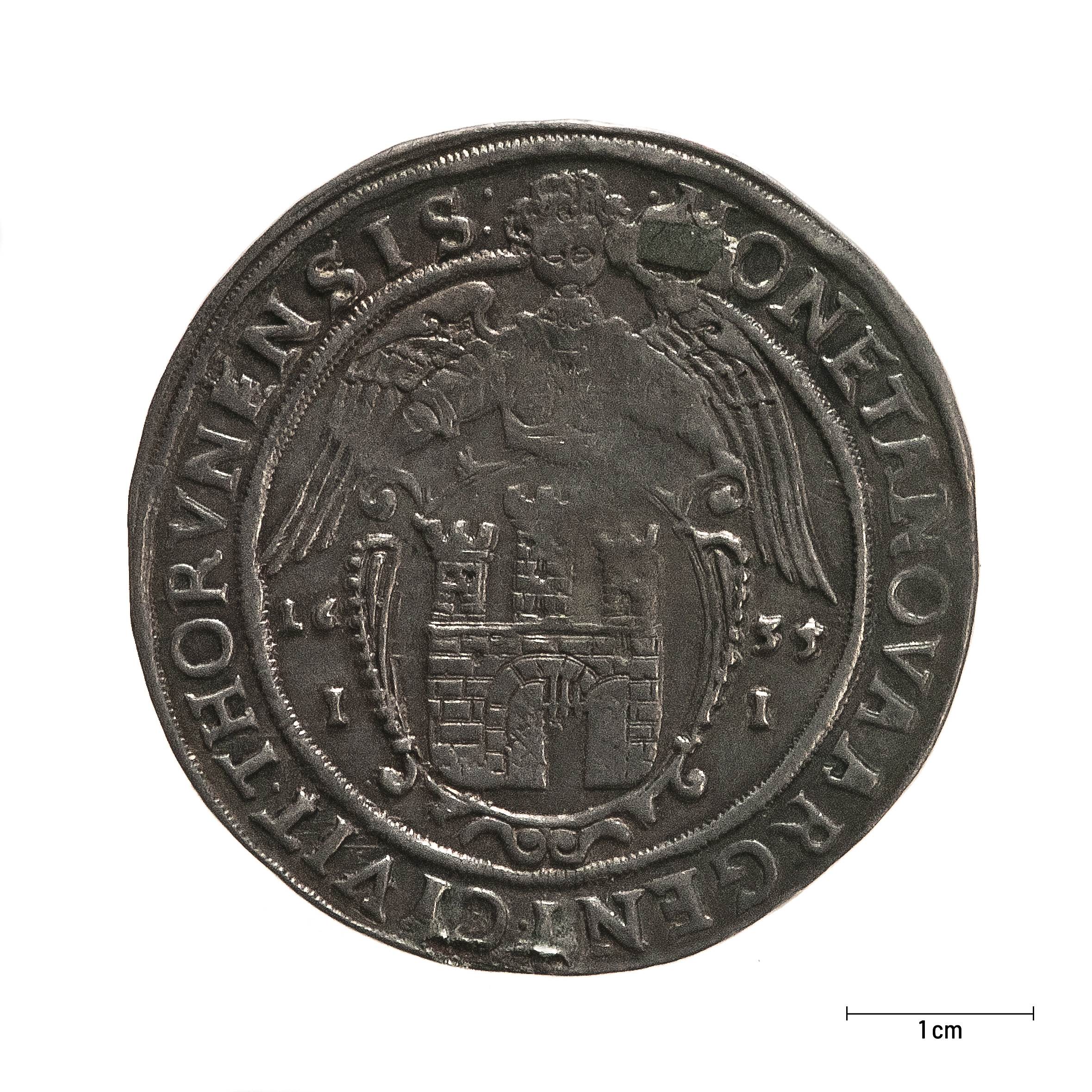 0468 zbiory numizmatyczne st. kadyiego; władysław iv  waza (1635); talar toruński – rewers