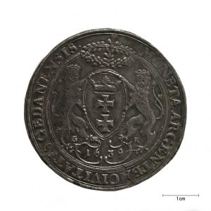 0472 zbiory numizmatyczne st. kadyiego; władysław iv waza (1639); talar gdański(2) – rewers