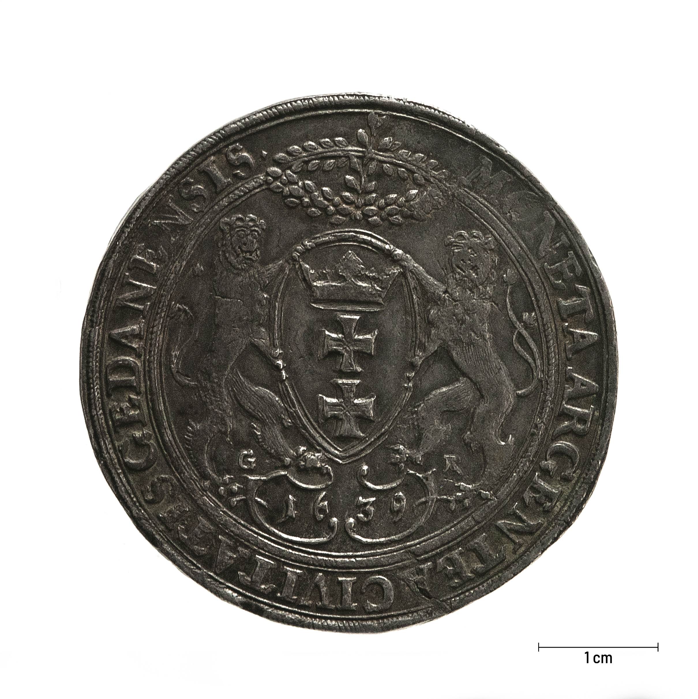 0472 zbiory numizmatyczne st. kadyiego; władysław iv waza (1639); talar gdański(2) – rewers