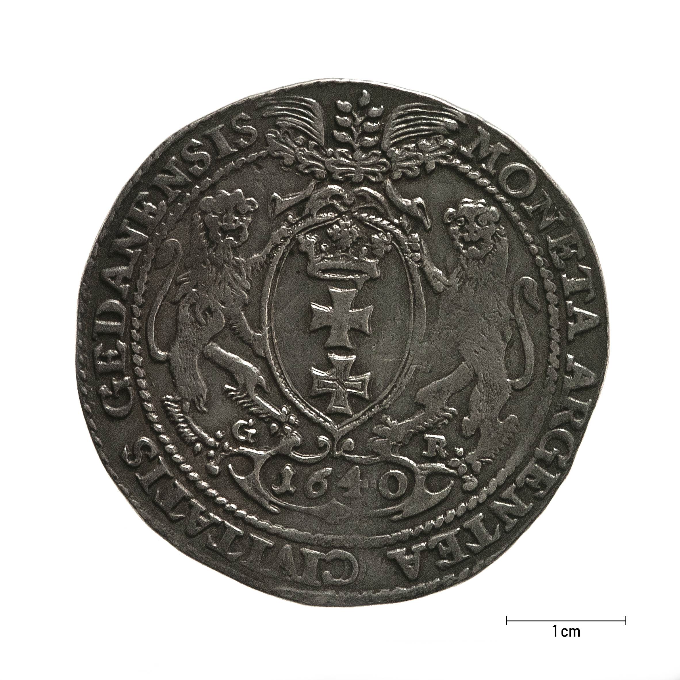 0473 zbiory numizmatyczne st. kadyiego; władysław iv waza (1640); talar gdański – rewers