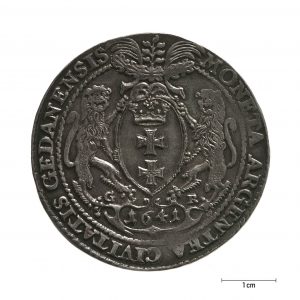 0474 zbiory numizmatyczne st. kadyiego; władysław iv waza (1641); talar gdański – rewers