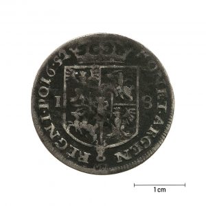 0519 zbiory numizmatyczne st. kadyiego; jan kazimierz (1652); ort koronny– rewers