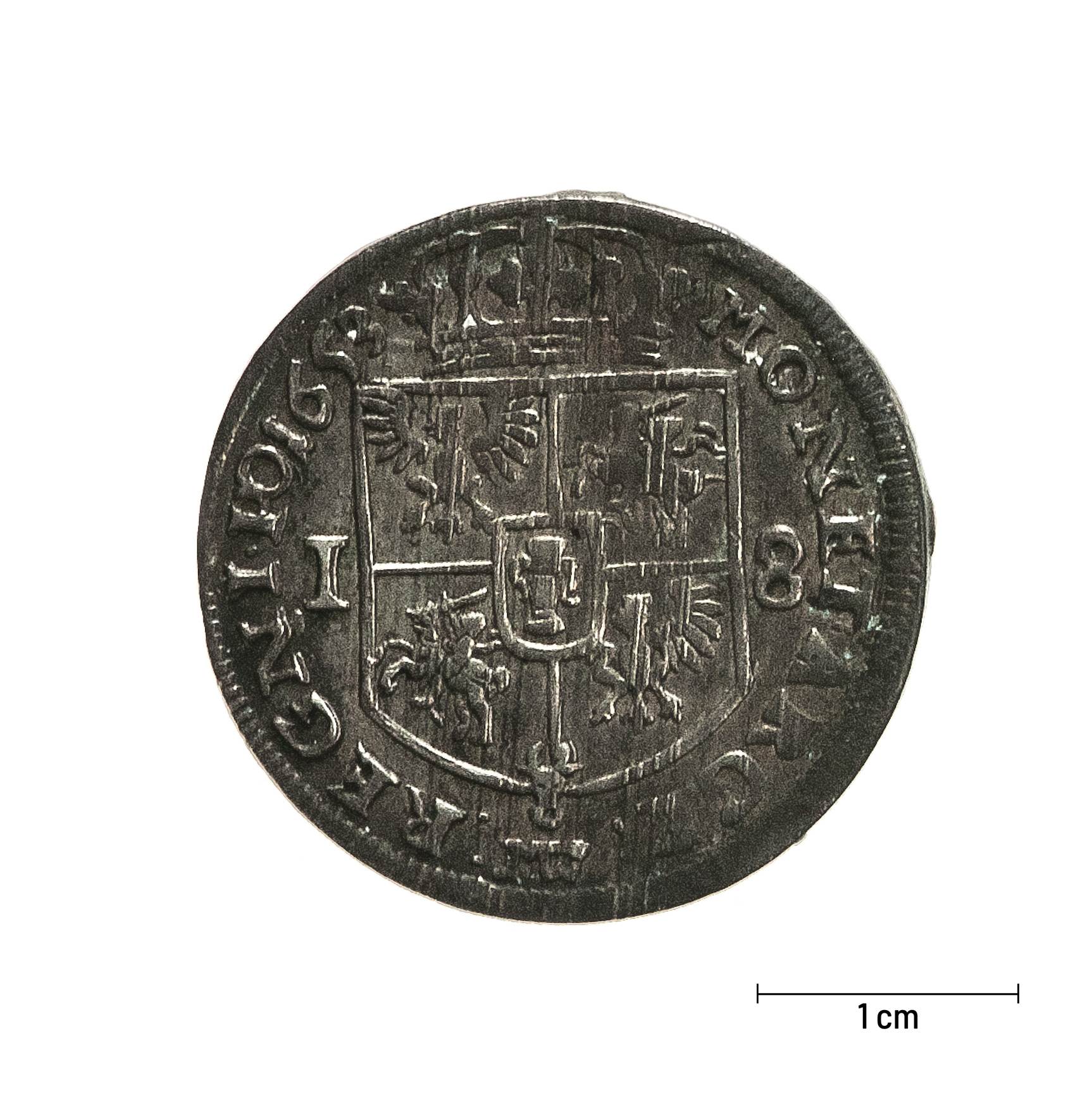 0520 zbiory numizmatyczne st. kadyiego; jan kazimierz (1653); ort koronny– rewers