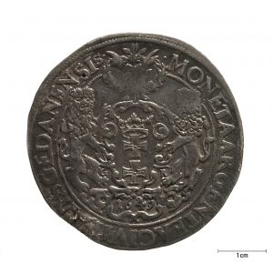 0572 zbiory numizmatyczne st. kadyiego; jan kazimierz (1649); talar gdański– rewers