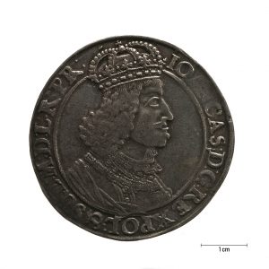 0574 zbiory numizmatyczne st. kadyiego; jan kazimierz (1650); talar gdański– awers