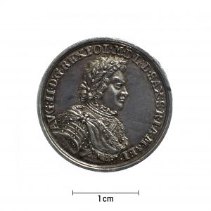 0610 zbiory numizmatyczne st. kadyiego; august ii mocny (1697); medal koronacyjny - awers