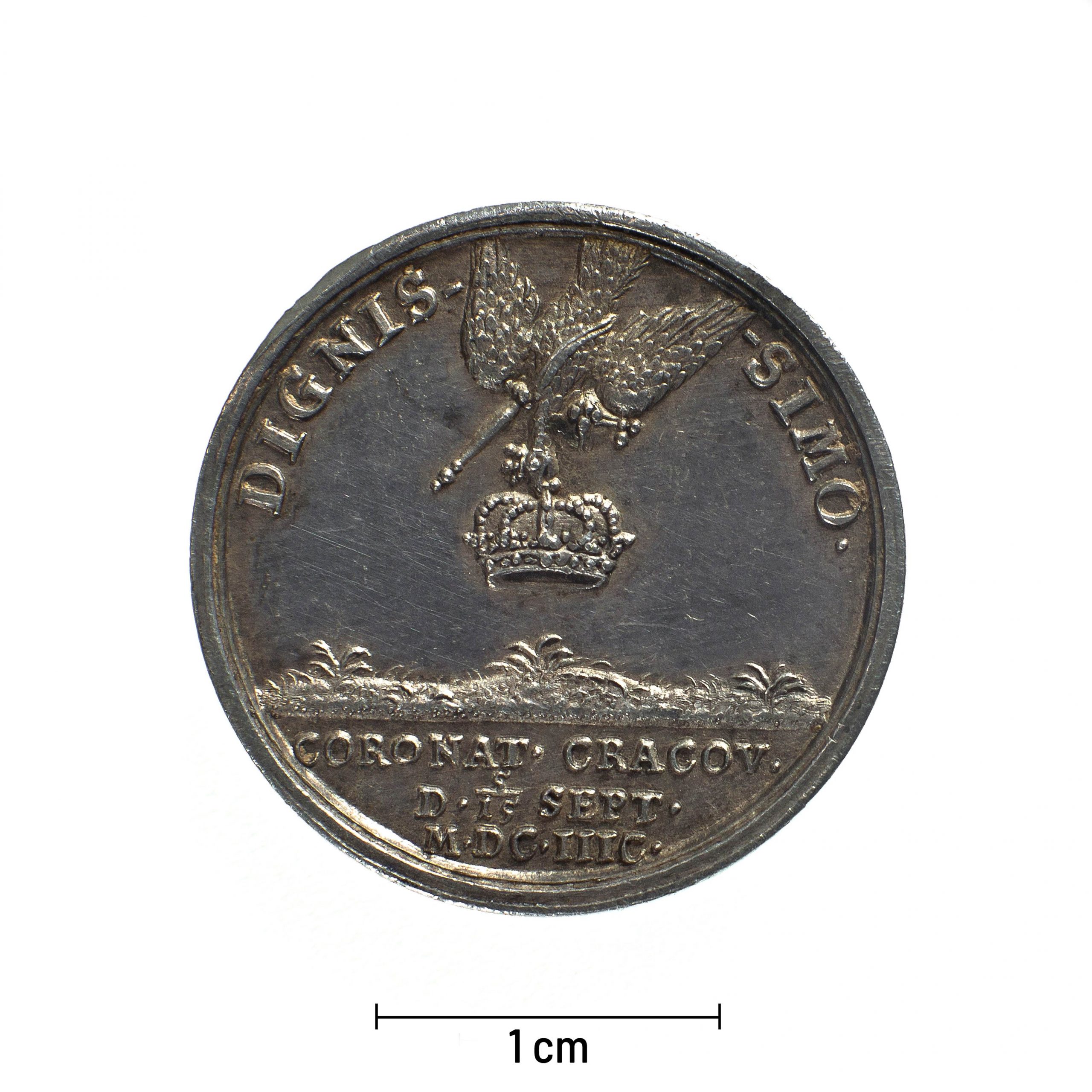 0610 zbiory numizmatyczne st. kadyiego; august ii mocny (1697); medal koronacyjny - rewers