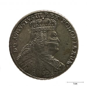 0636 zbiory numizmatyczne st. kadyiego; august iii sas (1775); talar koronny– awers
