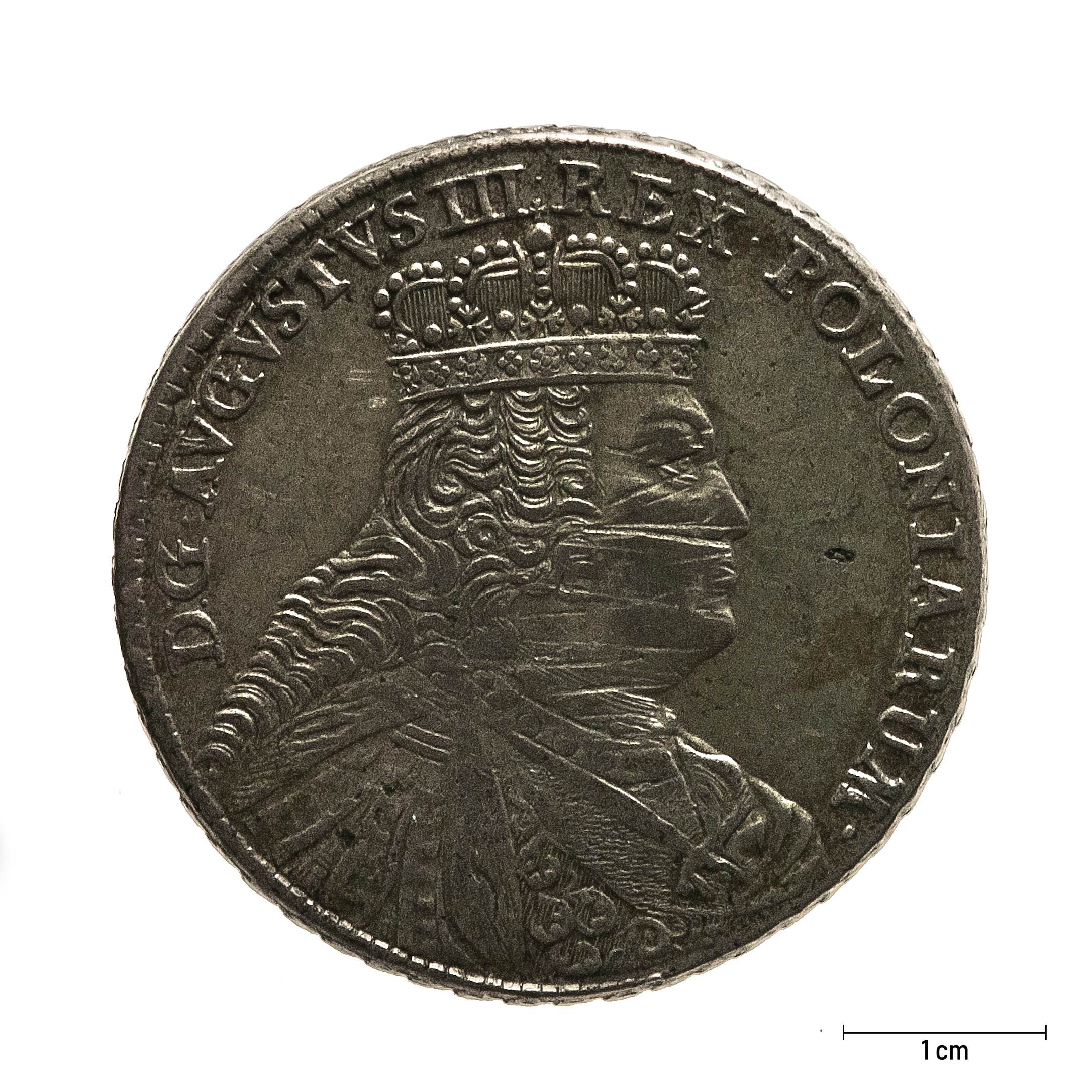 0636 zbiory numizmatyczne st. kadyiego; august iii sas (1775); talar koronny– awers
