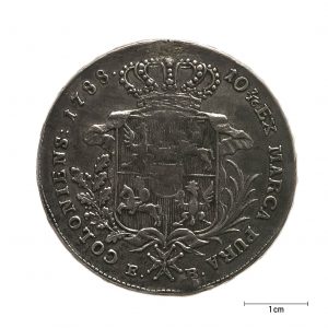 0738 zbiory numizmatyczne st. kadyiego; stanisław august (1788); talar – rewers