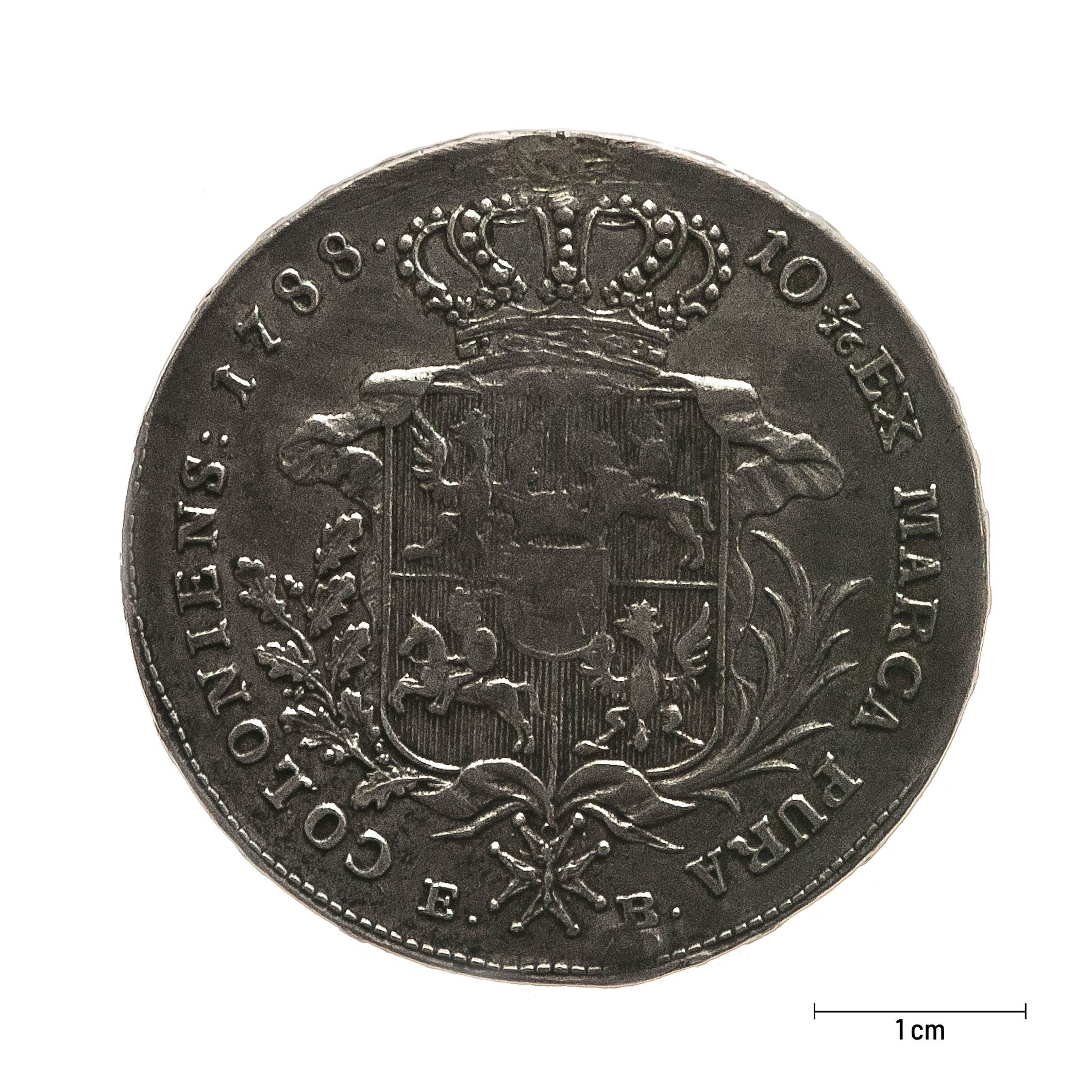 0738 zbiory numizmatyczne st. kadyiego; stanisław august (1788); talar – rewers
