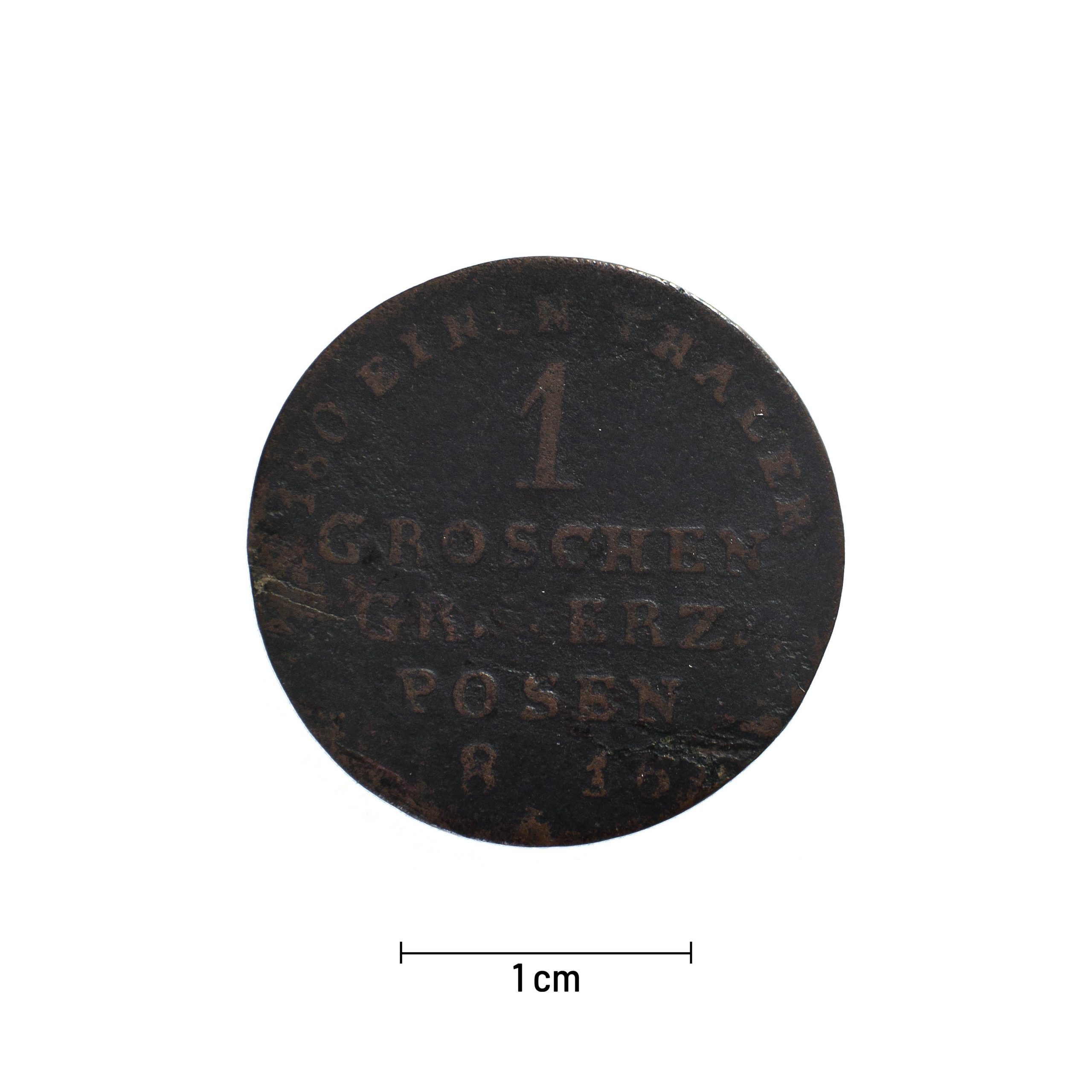 0755 zbiory numizmatyczne st. kadyiego; wielkie księstwo poznańskie (1816); grosz- rewers