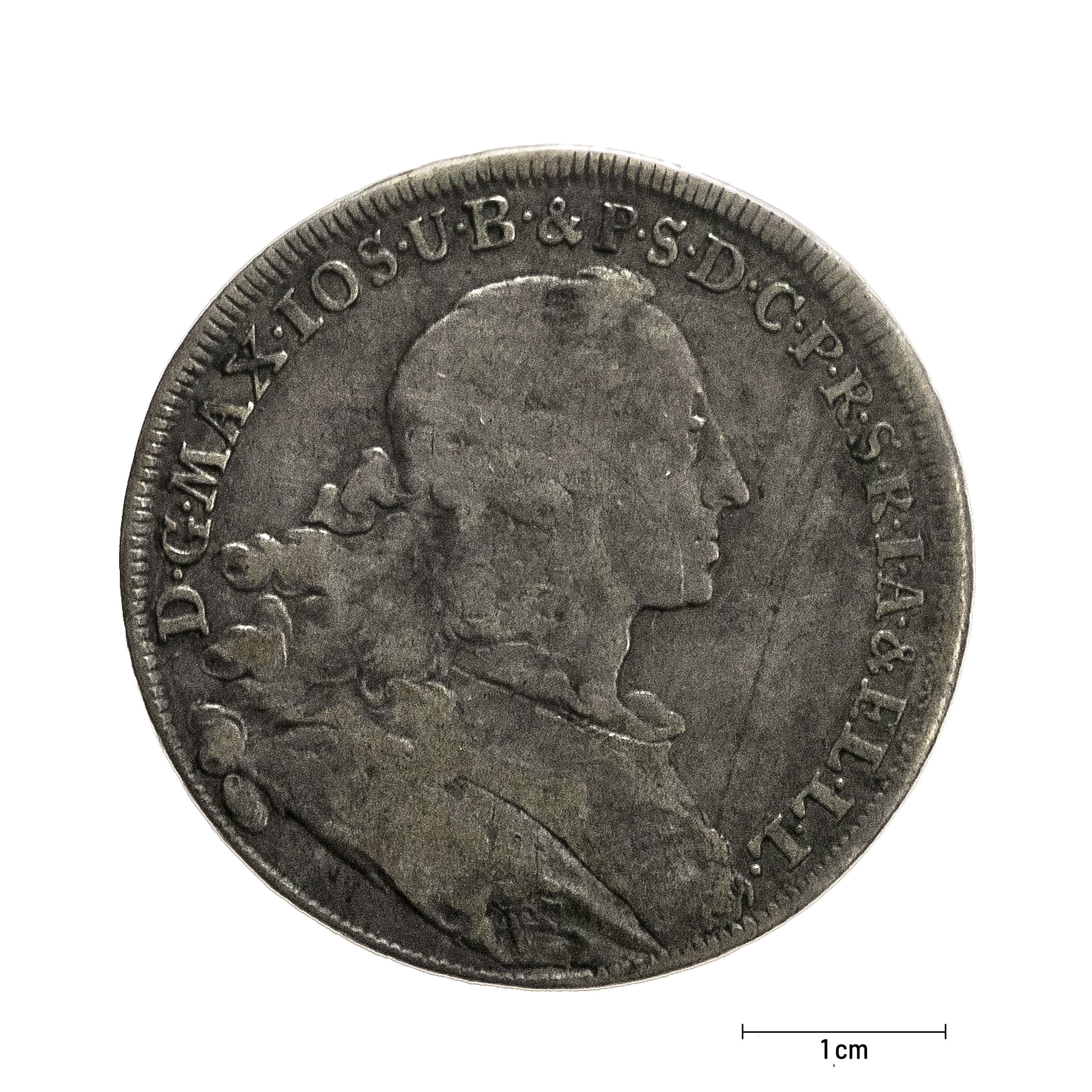 0926 Zbiory numizmatyczne St. Kadyiego; Maksymilian Józef książę bawarski (1756); talar bawarski - awers