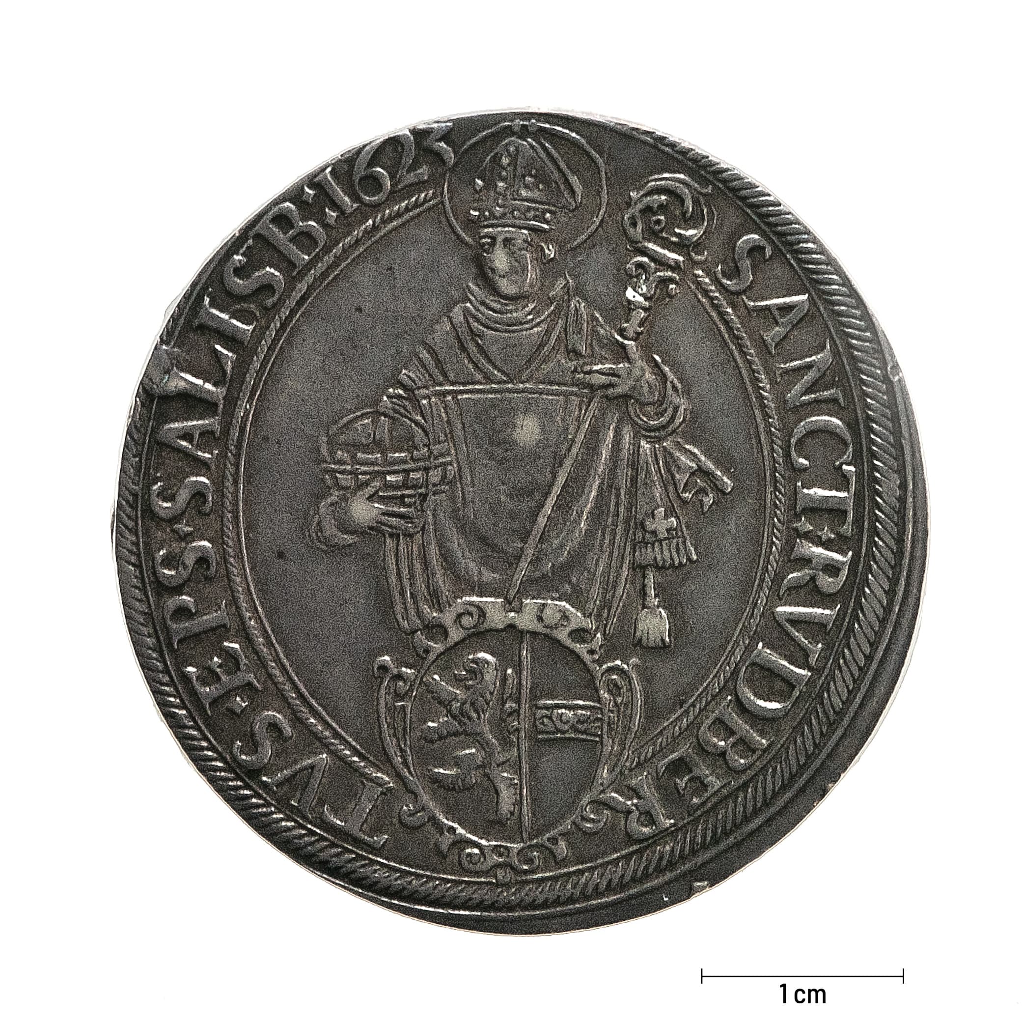 0928 Zbiory numizmatyczne St. Kadyiego; Talar arcybiskupi Salzburg (1623); awers