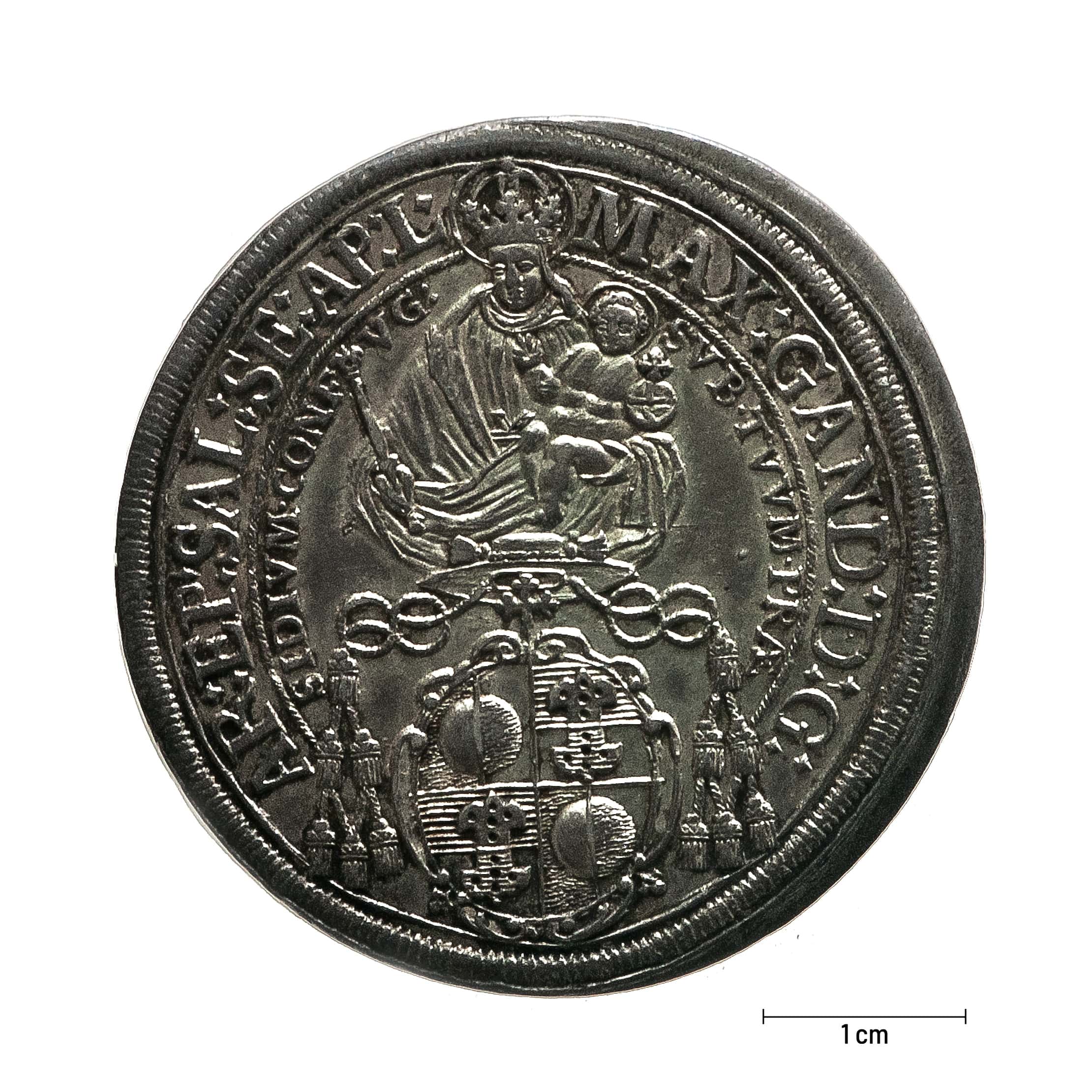 0930 Zbiory numizmatyczne St. Kadyiego; Talar arcybiskupi Salzburg (1674); rewers