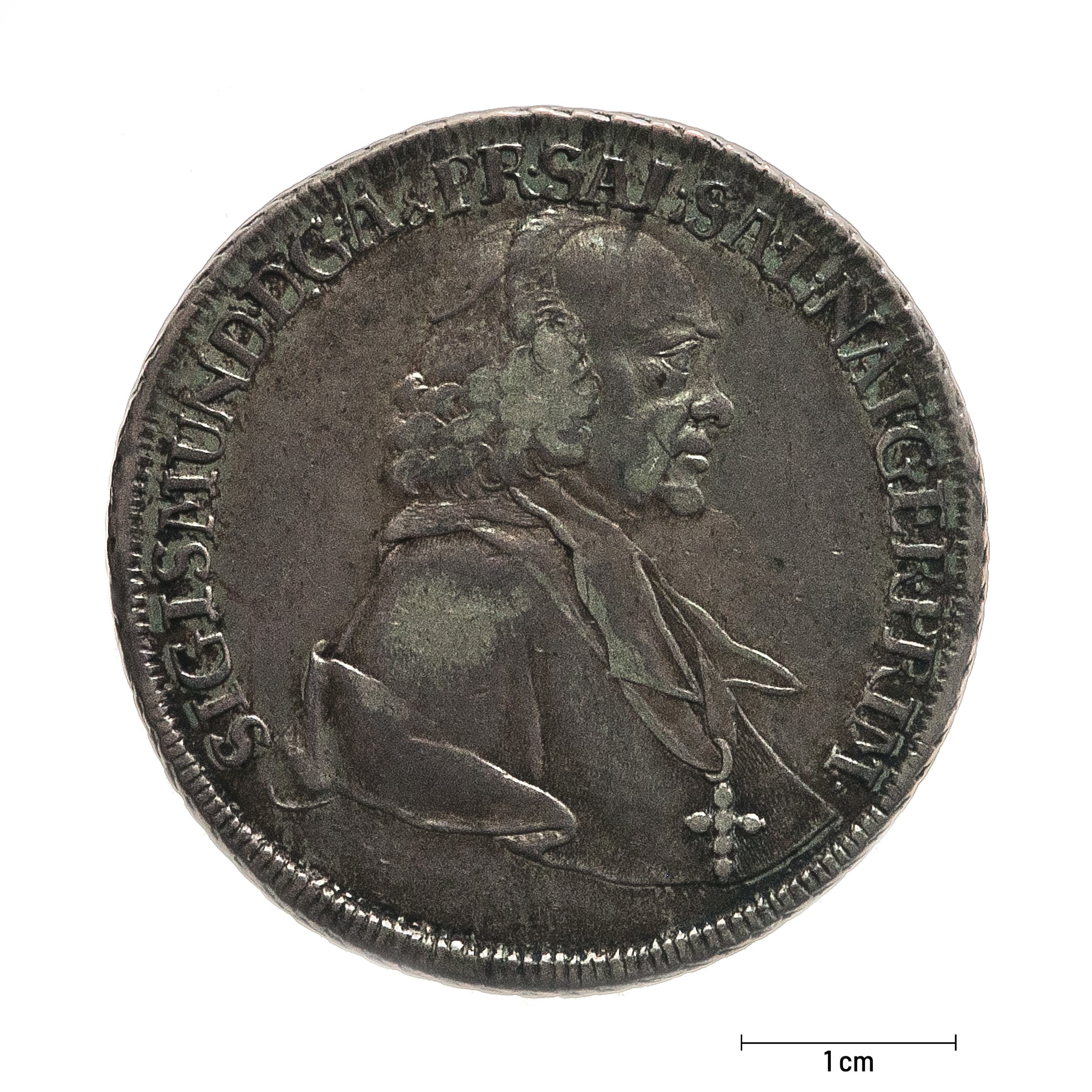 0932 Zbiory numizmatyczne St. Kadyiego; Talar arcybiskupi Salzburg (1761); rewers