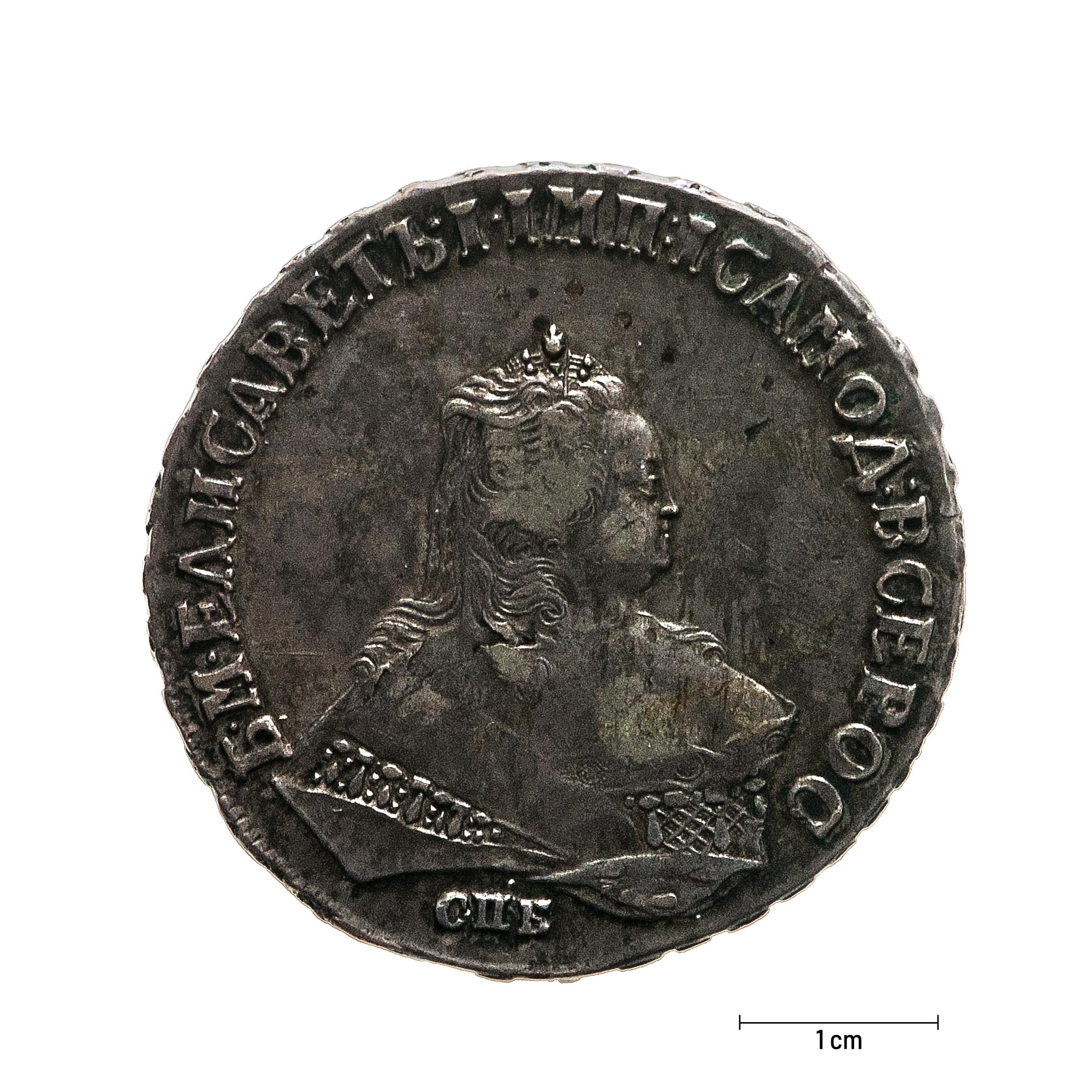 0939 Zbiory numizmatyczne St. Kadyiego; Elżbieta I, Rosja (1749); rubel - awers
