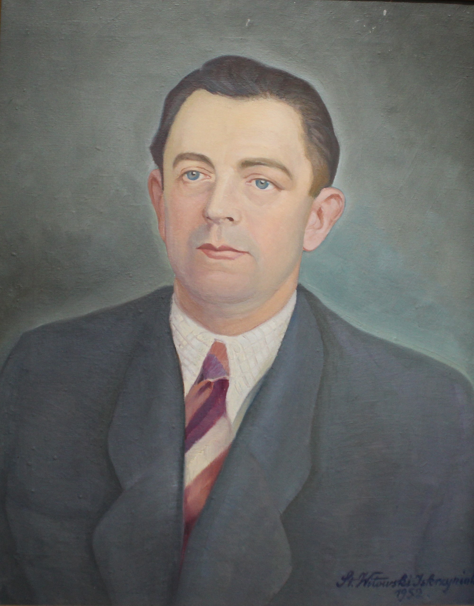 1052 ah, autor st. witowski iskrzyniak, portret dra kadyia, 1952, olej na płótnie, 55,5x45 cm