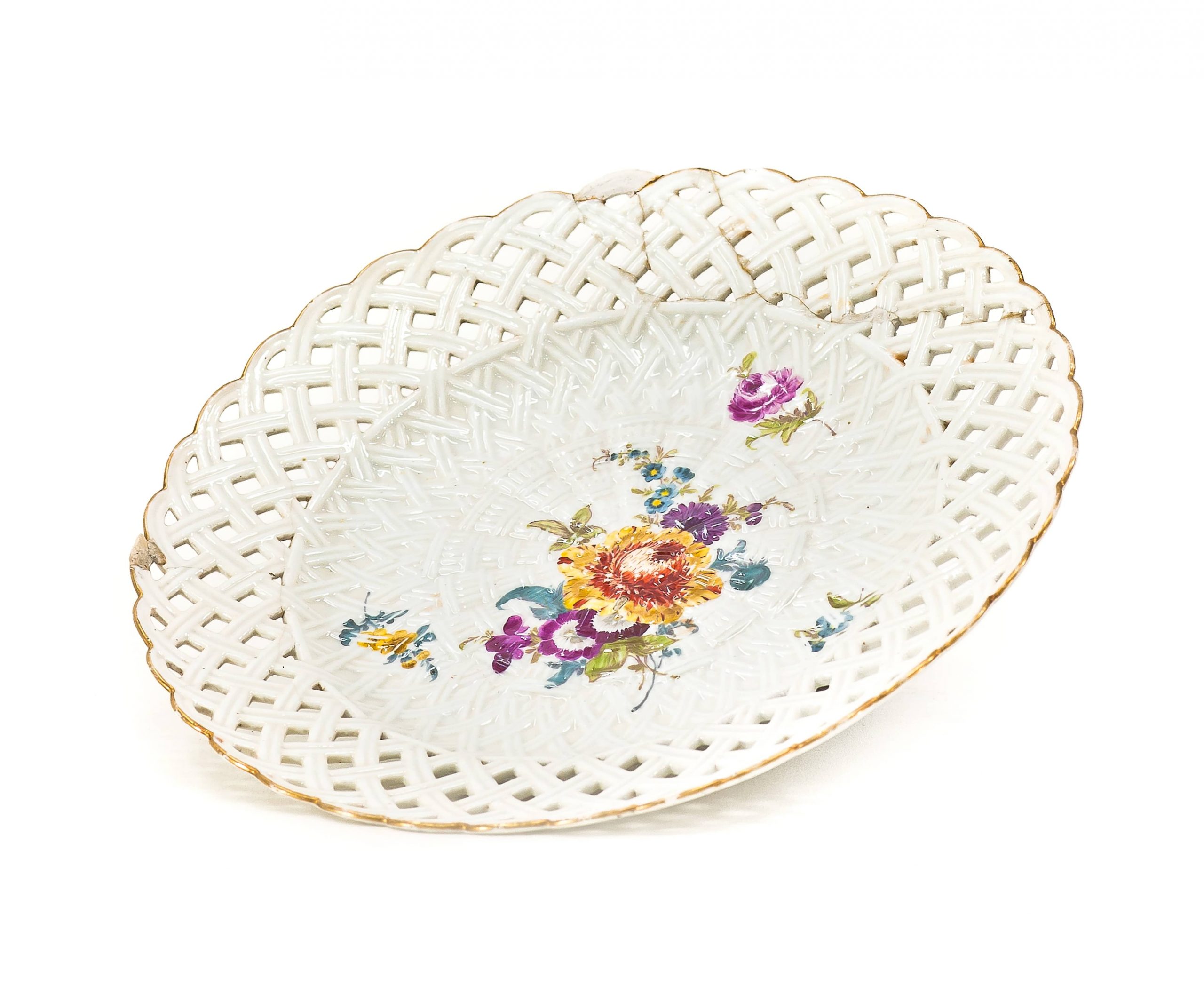 1088 ah talerz porcelanowy motyw kwiatów, niemcy-miśnia xviii w.