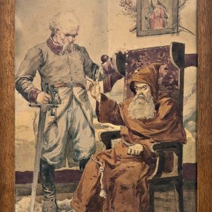 1161 ah akwarela, ksiądz robak z gerwazym, autor seweryn bieszczad, druga poł. xix w. 51x34 cm.