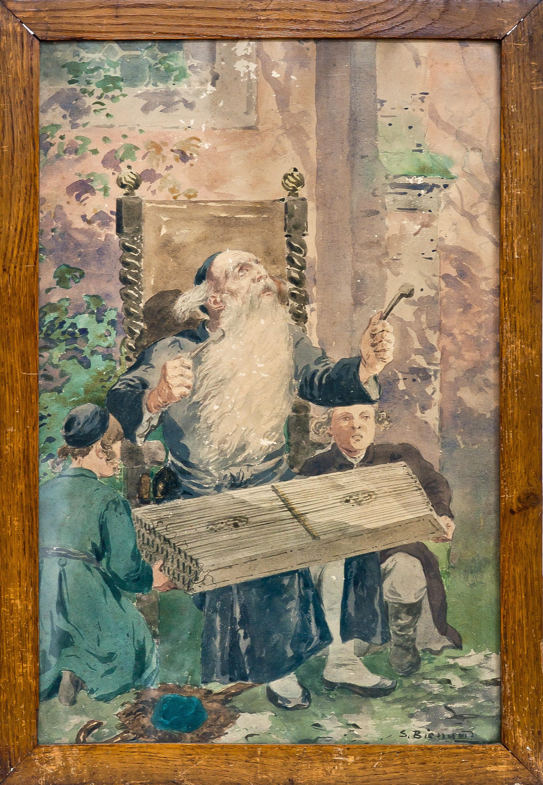 1162 ah akwarela, jankiel grający na cymbałach, autor seweryn bieszczad, druga poł. xix w. 48x32 cm.