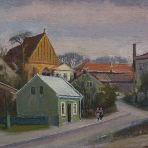 1189 ah, st witowski iskrzyniak, jasło ul. wałowa, 1982, olej na płótnie, 34x55 cm
