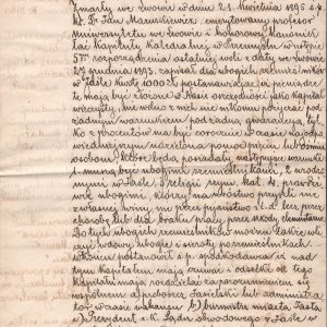 12 ahsid – akt fundacji przekazanie kwoty pieniędzy na rzecz ubogich rzemieślników w jaśle przez ks. jana mazurkiewicza, 1893 r.