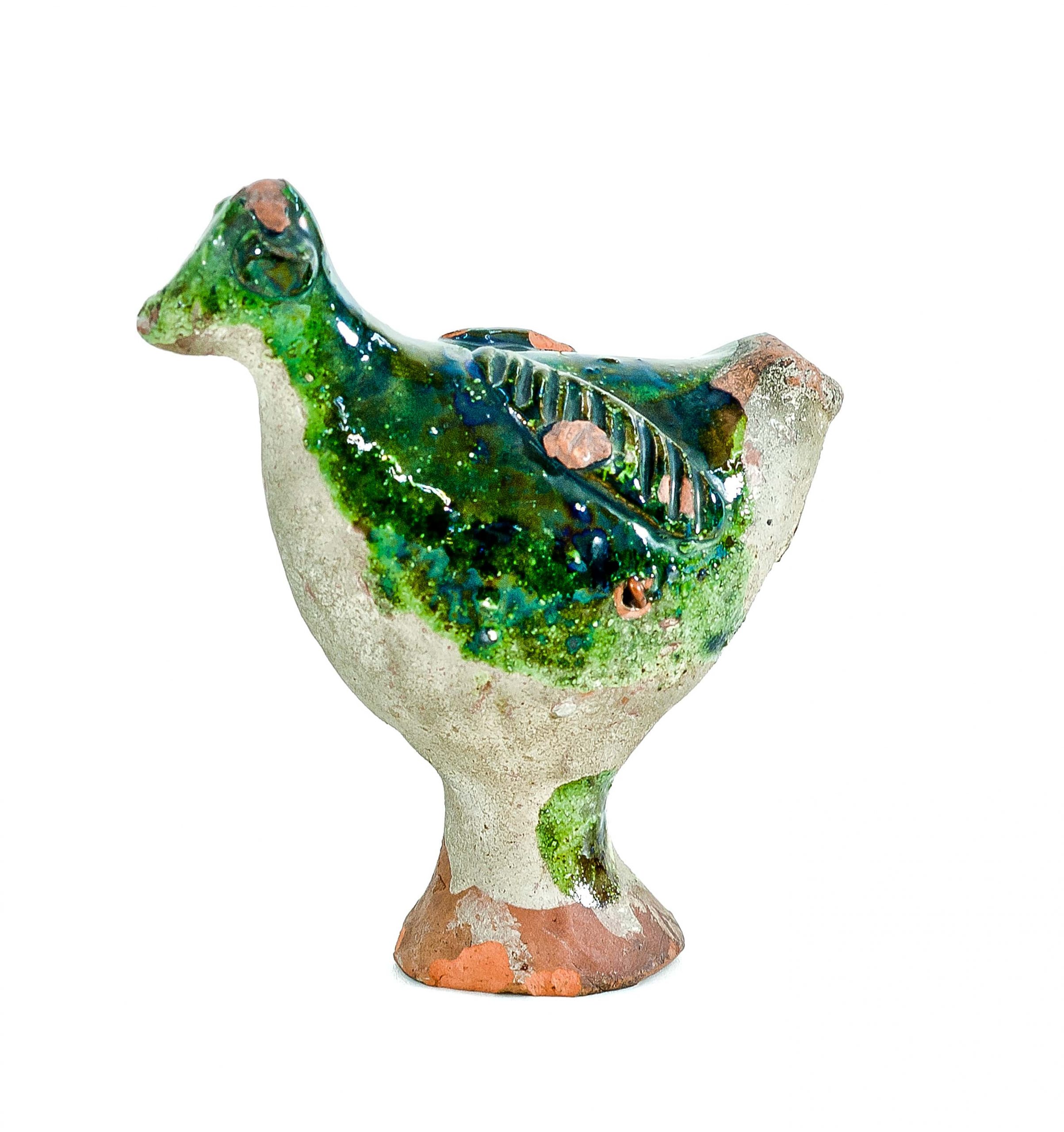 131 etnografia -gwizdek z gliny w postaci kukułki, sanok, 1924 r., wys. 10 cm, szer. 5 cm, głębokość 9,5 cm