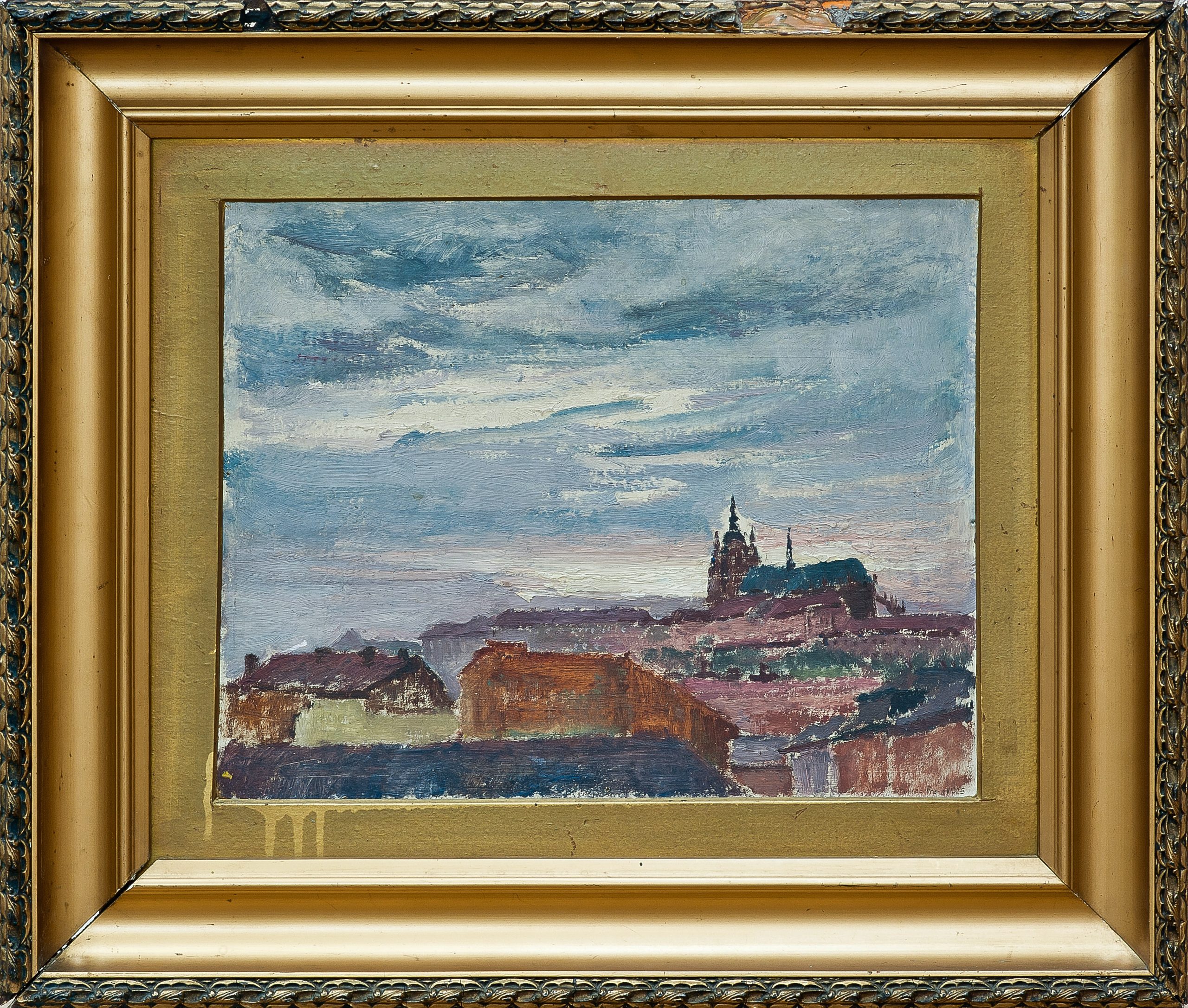 1525 a-h autor ignacy pinkas, widok na hradczany, 1925, olej tektura, 23x28, fot. msz