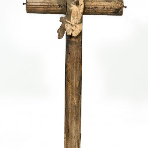 1639 etnografia - chrystus na krzyżu, rzeźba drewniana, haczów, sprzed 1939 r.