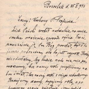 165 ahsid – list ks. stefana szymkiewicza brzostku do józefa wiśniowskiego, 1933 r.
