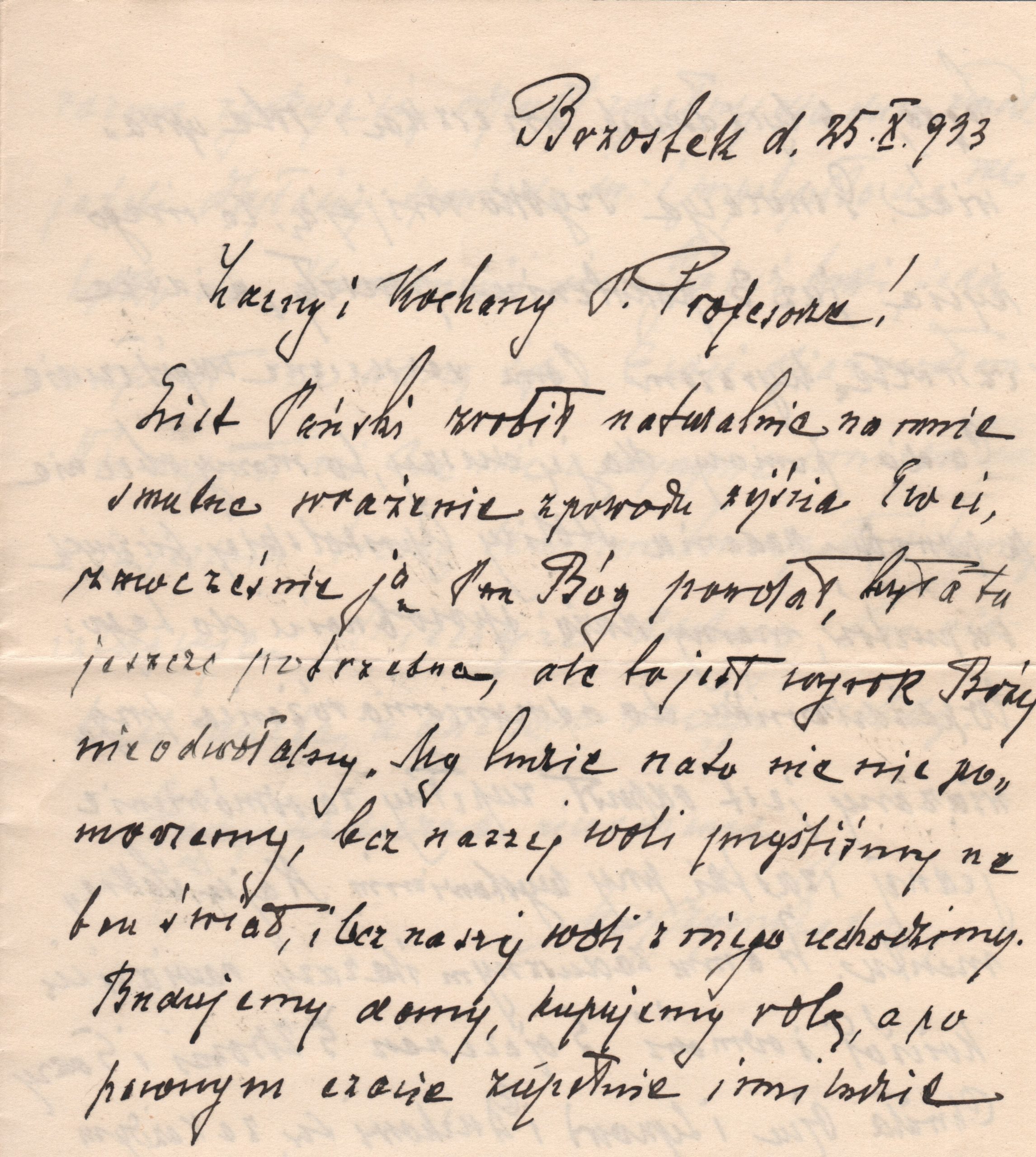 165 ahsid – list ks. stefana szymkiewicza brzostku do józefa wiśniowskiego, 1933 r.