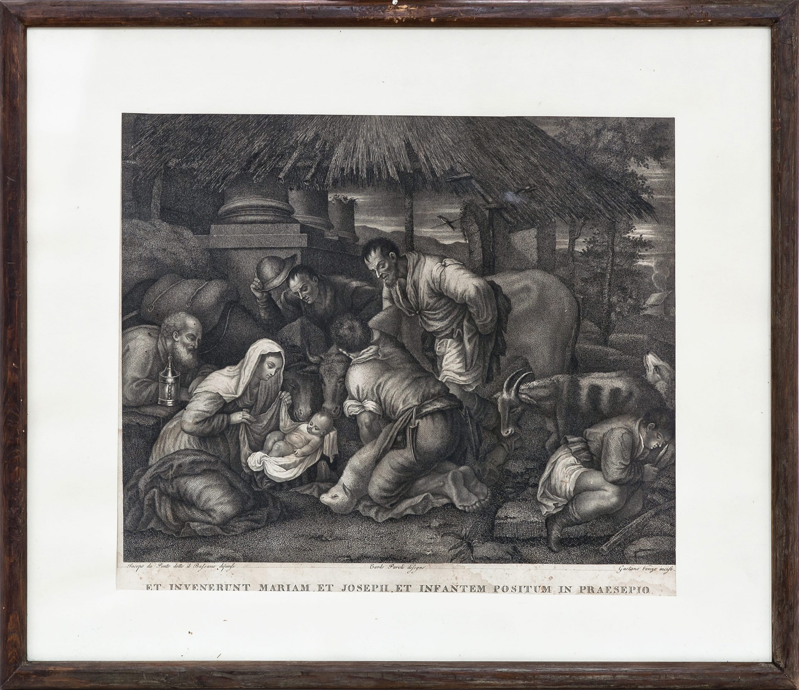 1731 ah miedzioryt, narodzenie chrystusa, autor gaetano venzo xviii w. 32x39 cm.
