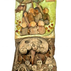 1787 - etnografia, nie chcemy wojny, płaskorzeźba autorstwa antoniego bolka z załęża, 1979 r., wys. 98,3 cm, szer. 34,5 cm, gł. 5,1 cm