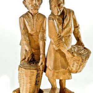 1868 etnografia - kopanie ziemniaków, antoni bolek, załęże, 1983 r., wys. 54,5 cm, szer. 27 cm, gł. 22 cm