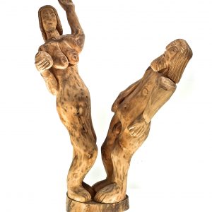 1922 etnografia - adam i ewa, biała podlaska, 1980 r., wys. 44,8 cm, szer. 35 cm, gł. 11 cm