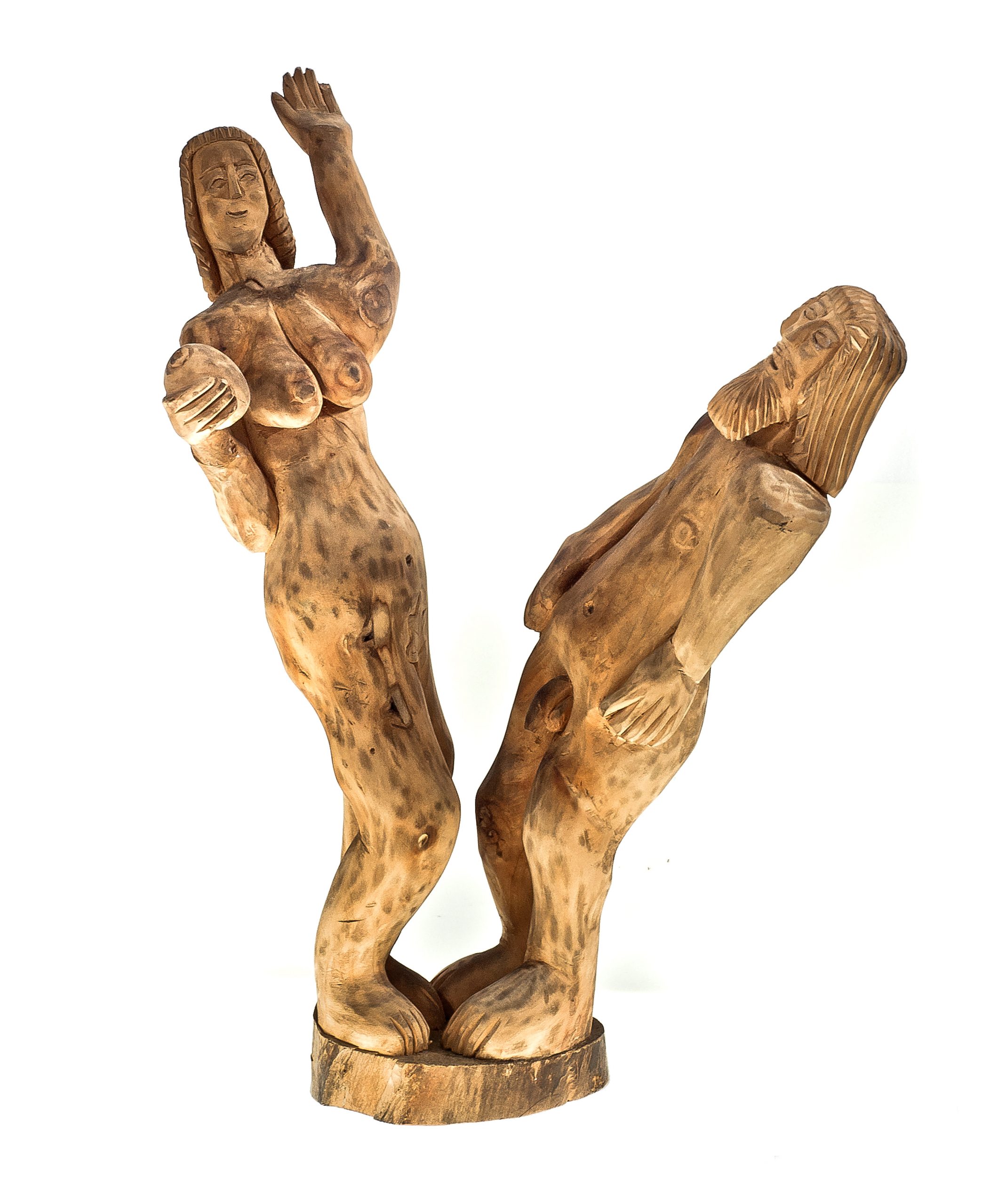 1922 etnografia - adam i ewa, biała podlaska, 1980 r., wys. 44,8 cm, szer. 35 cm, gł. 11 cm